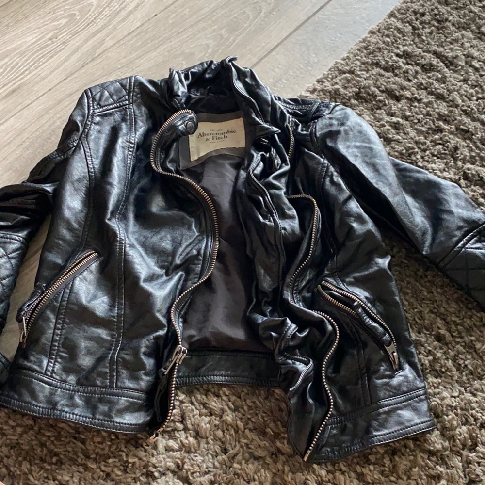 A&F Black leather jacket